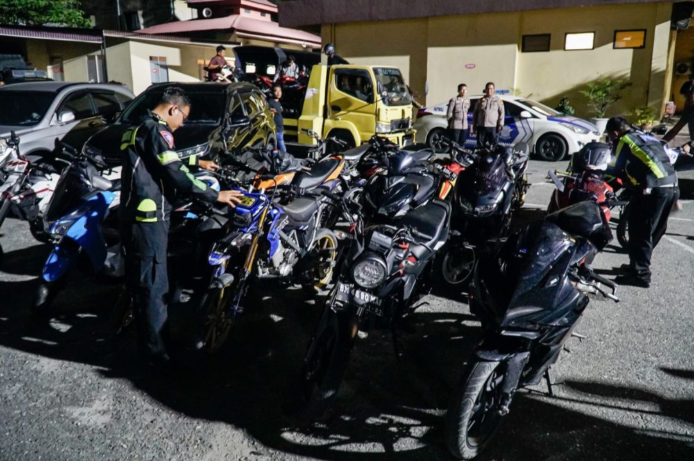 Terlibat Balap Liar 47 Motor Gunakan Knalpot Brong Diamankan Polresta